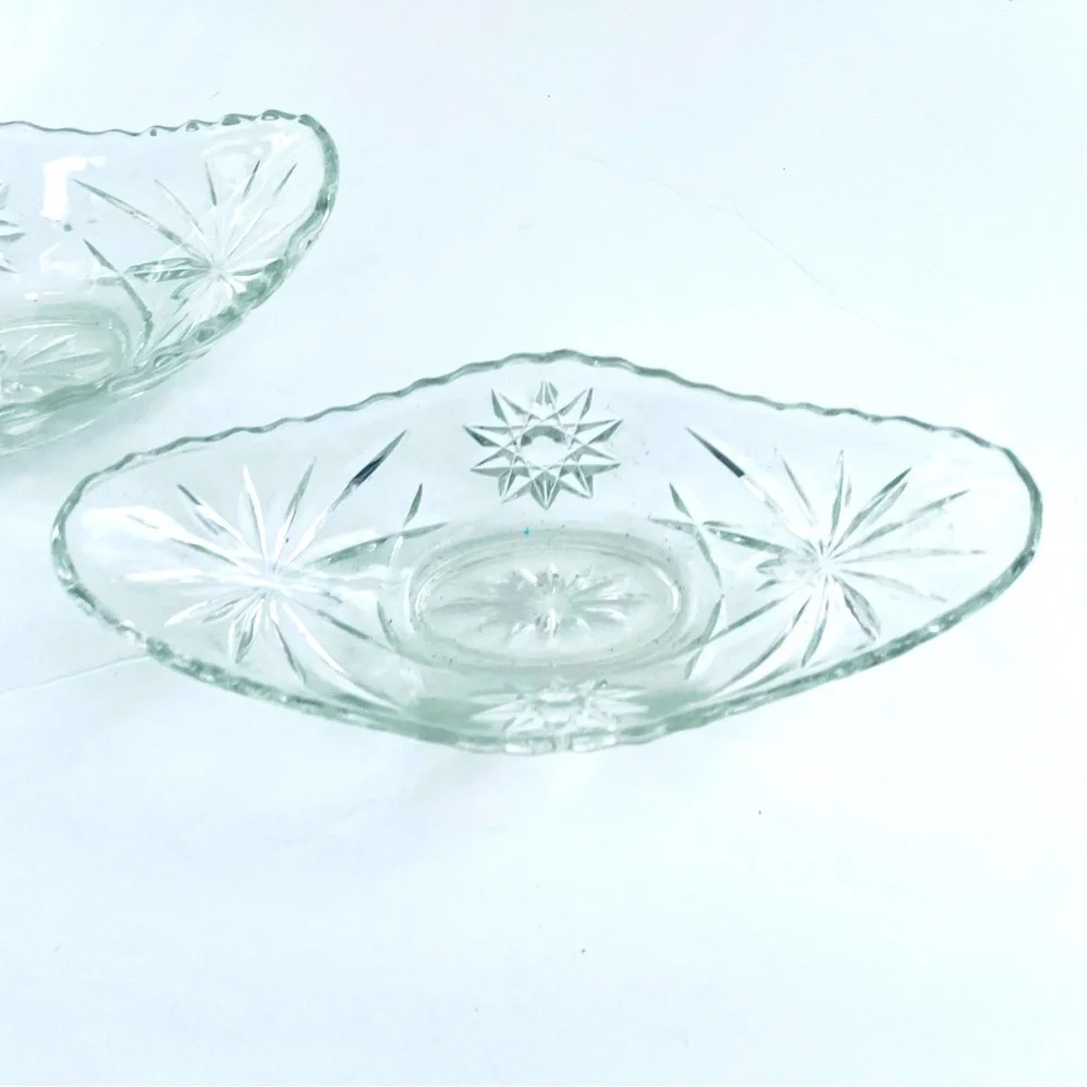 Anchor Hocking Prescot vintage “Star of David” glass Gondola Dishes set of two